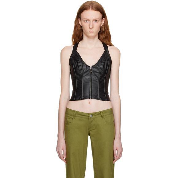 Miaou Hannah Jewett Edition Valda Faux-Leather Tank Top Black - XS - Picture 1 of 4